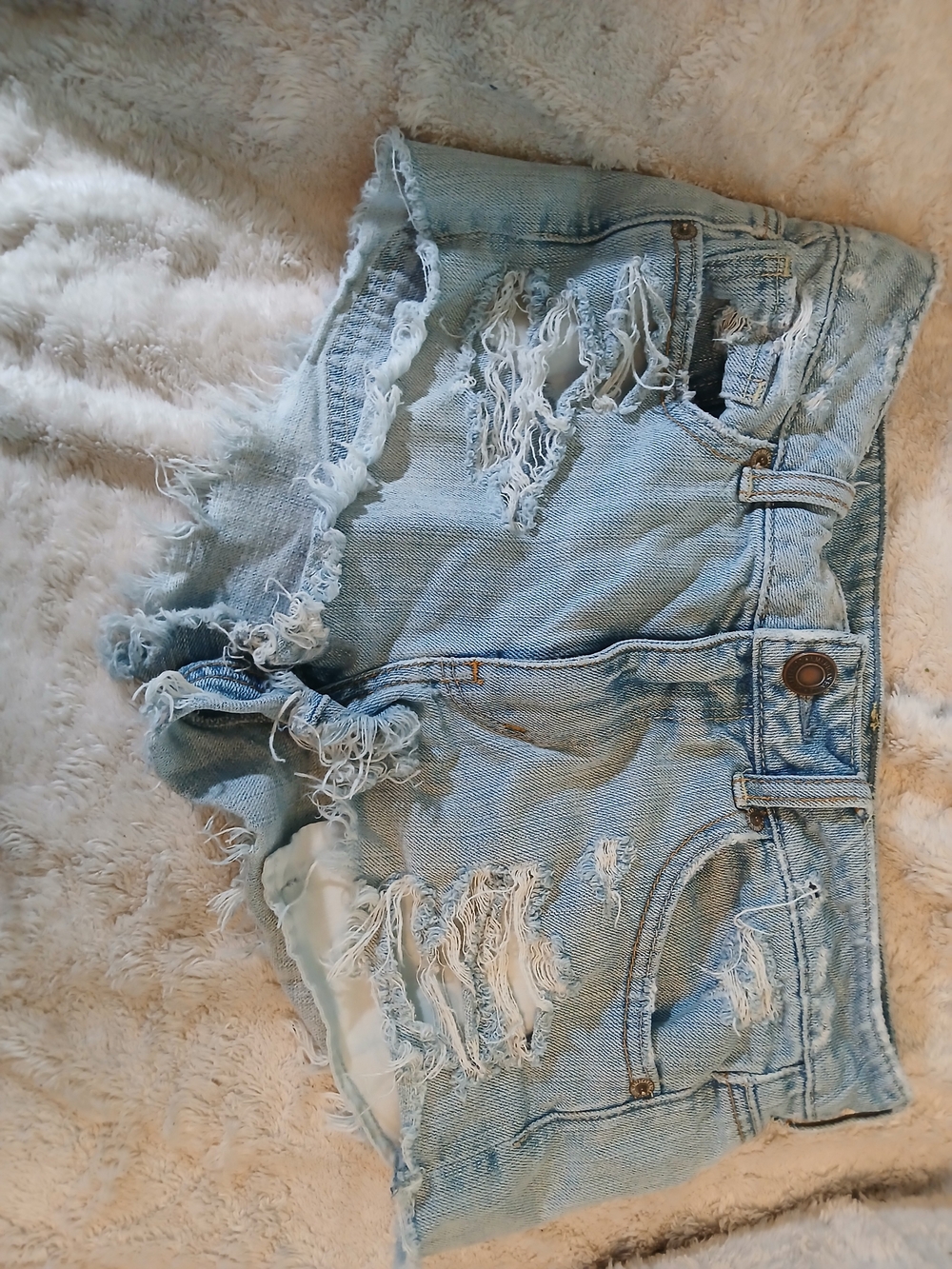American Eagle Outfitters Light Blue Ripped Denim Shorts